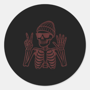Adesivo 67 Esqueleto de Halloween Sinal de Paz Meme Divert