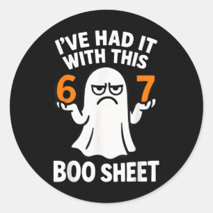 Adesivo 67 Fantasia de Halloween Meme 6 7 Folha de Boo Div