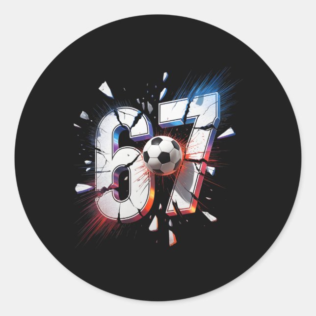 Adesivo 67 Futebol Six Seven 6 7 Meme 67  (Frente)