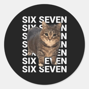 Adesivo 67 Gato Engraçado Six Seven Meme Gen Z Alpha Humor