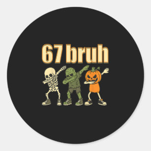 Adesivo 67 Halloween Bruh Engraçado Brainrot Meme Seis Set