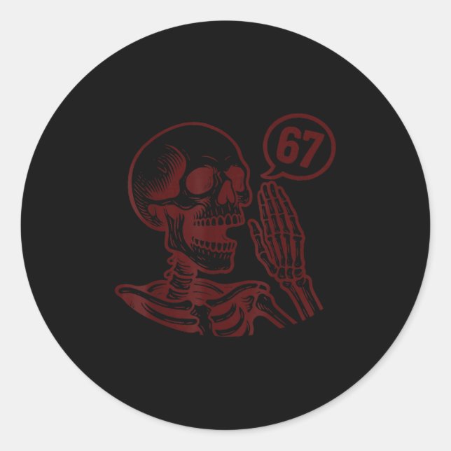 Adesivo 67 Halloween Skeleton Six Seven Meme Brainrot Funn (Frente)