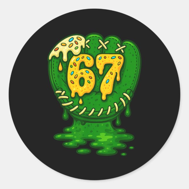 Adesivo 67 Ice Cream Drip Funny Six Seven Baseball  (Frente)