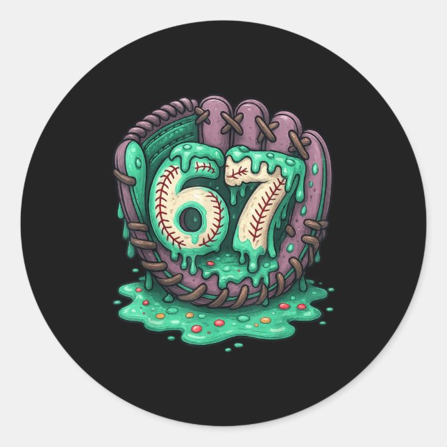 Adesivo 67 Ice Cream Drip Funny Six Seven Baseball  (Frente)
