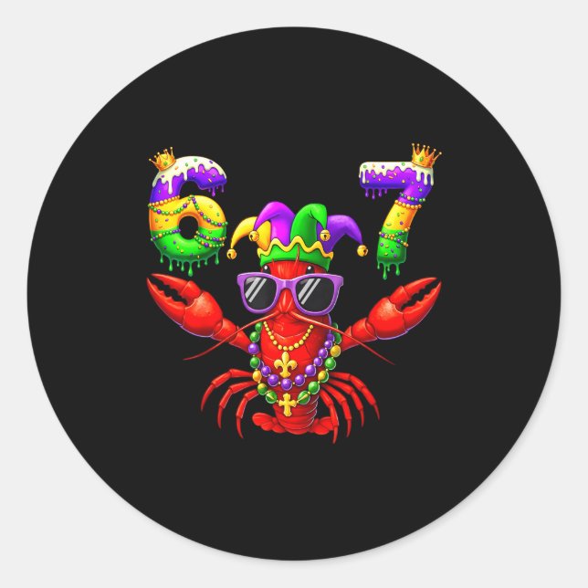 Adesivo 67 Mardi Gras Crawfish Beads Six Seven Carnival Bo (Frente)
