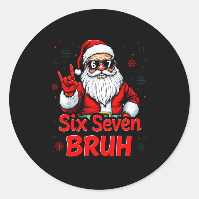 Adesivo 67 Meme 6 7 Funny Christmas Santa Rock On Six Seve (Frente)
