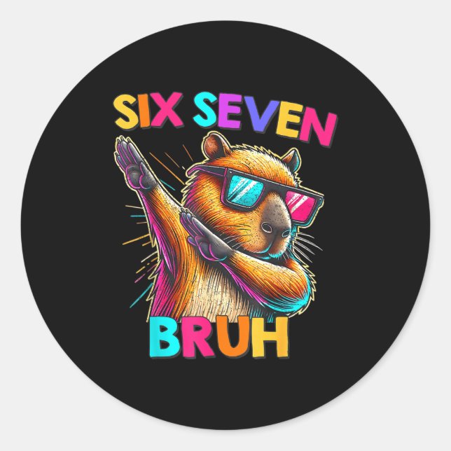 Adesivo 67 Meme Capybara Six Seven Bruh Capybara Kids Boys (Frente)