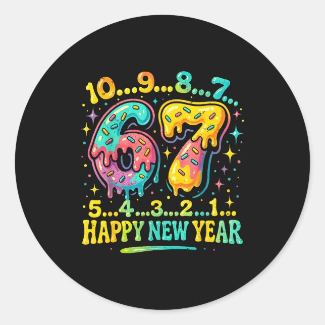 Adesivo 67 Meme Countdown Happy New Year Funny Drip Number (Frente)