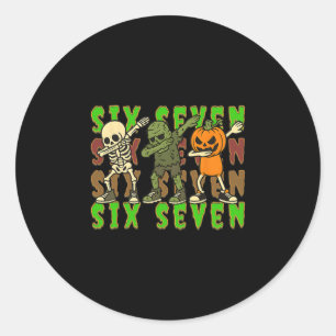 Adesivo 67 Meme de Halloween Six Seven Esqueleto Dabbing Z