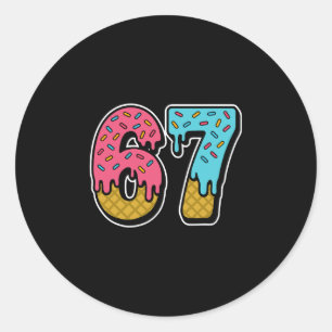 Adesivo 67 Meme de Sorvete Pingando Divertido Six Seven Ge