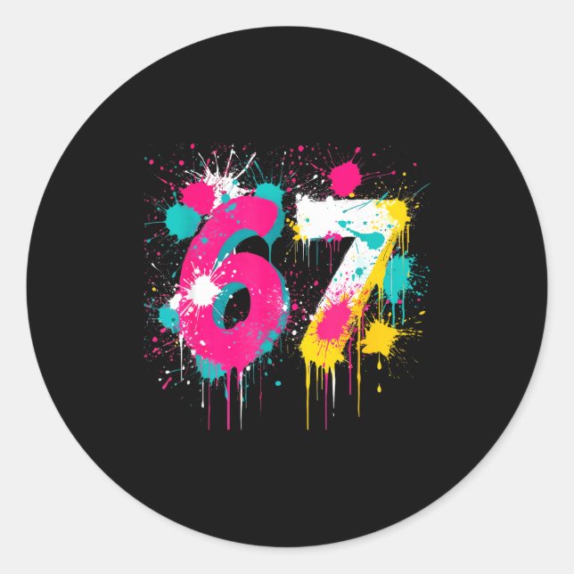 Adesivo 67 Meme Drip Spray Paint Six Seven 80s Cores Brilh (Frente)