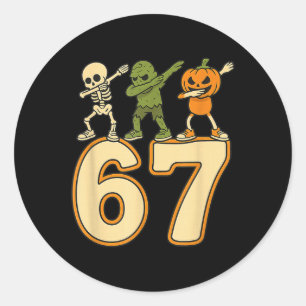Adesivo 67 Meme engraçado números de Halloween Seis Sete H