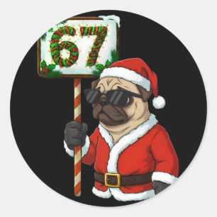 Adesivo 67 Meme Engraçado Seis Sete Natal Pug Amante de Ca