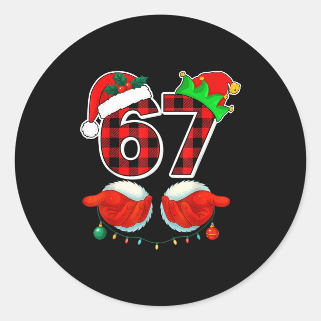 Adesivo 67 Meme Funny Christmas Red Plaid Xmas Pajamas Sla (Frente)