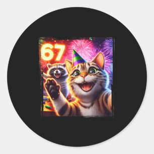 Adesivo 67 Meme Gato Guaxinim Ano Novo Selfie Divertido An