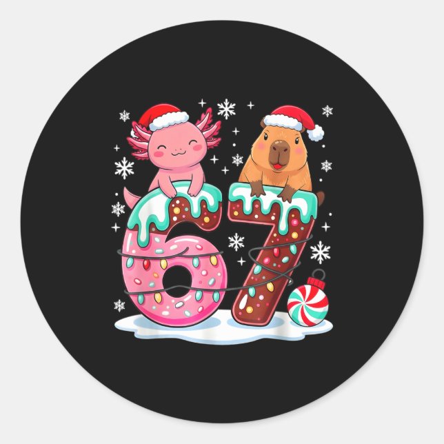 Adesivo 67 Meme Kawaii Axolotl Capybara Christmas Ice Crea (Frente)