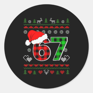 Adesivo 67 Meme Natal Six Seven Xmas Suéter Feio Homens 