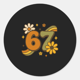 Adesivo 67 Meme Outono Groovy Retrô 70s Seis Sete Boho