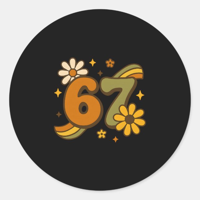 Adesivo 67 Meme Outono Groovy Retrô 70s Seis Sete Boho (Frente)