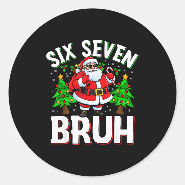 Adesivo 67 Meme Seis Sete Bruh Papai Noel Natal Divertido  (Frente)