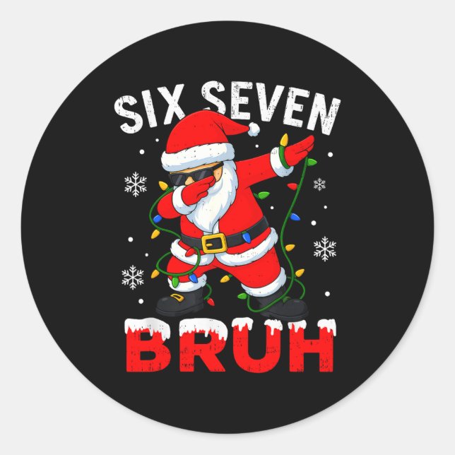 Adesivo 67 Meme Six Seven Bruh Dabbing Santa Funny Christm (Frente)