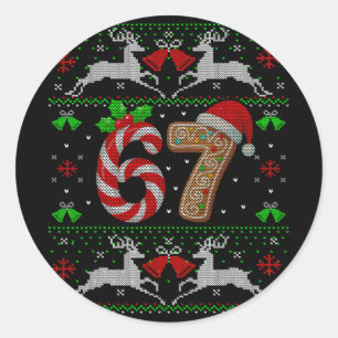 Adesivo 67 Meme Six Seven Piada Feia Natal Xmas Suéter