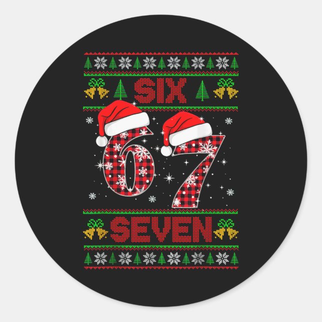 Adesivo 67 Meme Six Seven Suéter Feio de Natal Para Crianç (Frente)