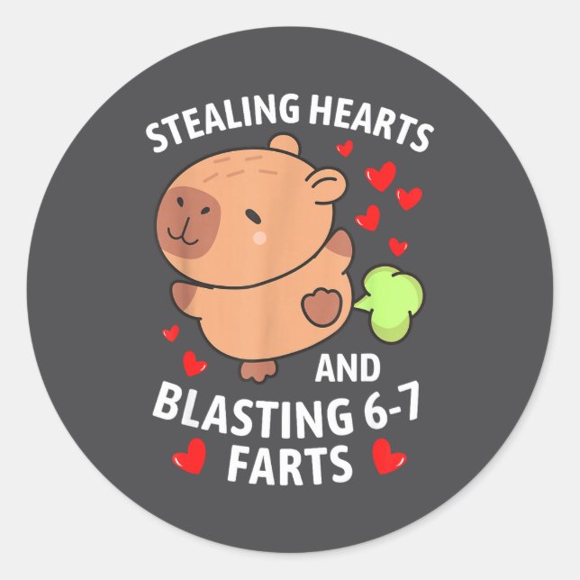 Adesivo 67 Meme Stealing Hearts Valentine's Day Capybara K (Frente)