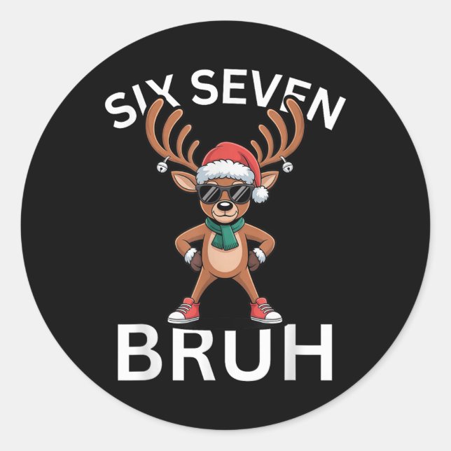 Adesivo 67 Natal Divertido Seis Sete Meme Brainrot Rena (Frente)