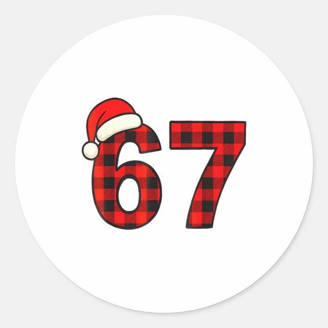Adesivo 67 Natal Divertido Seis Sete Meme Brainrot Xadrez  (Frente)