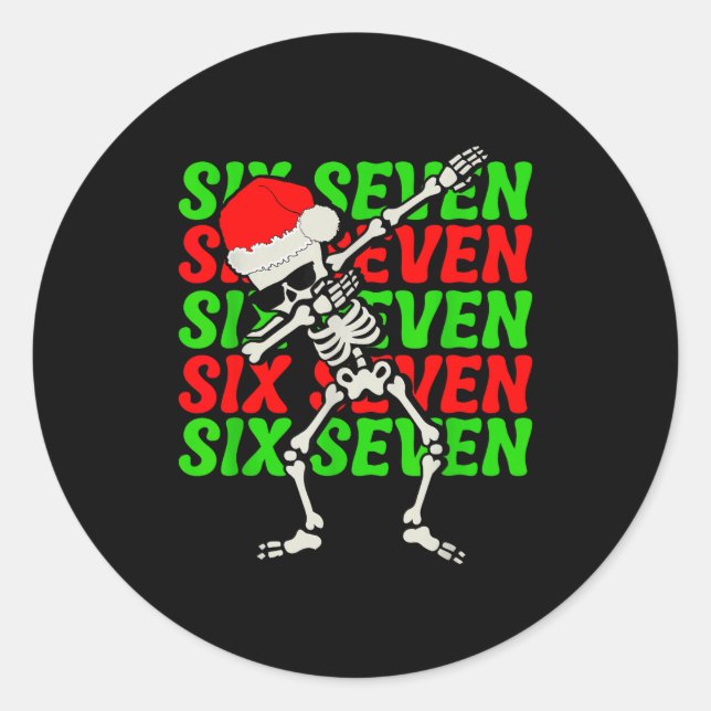 Adesivo 67 Natal Engraçado Seis Sete Meme Brainrot Dabbing (Frente)