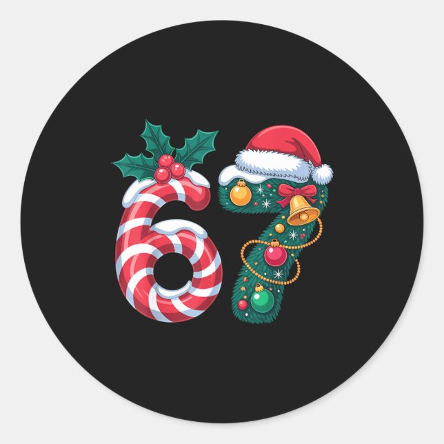 Adesivo 67 Pajama Holiday Shirt 6 7 Meme Funny 67 Christma (Frente)