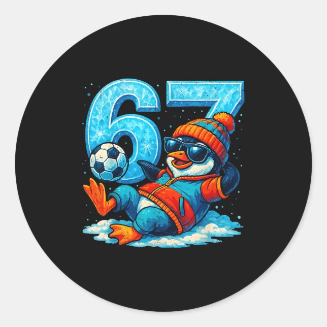 Adesivo 67 Penguin Soccer Funny Winter Meme Gift  (Frente)