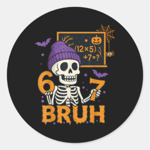 Adesivo 67 Professor Esqueleto de Halloween Seis Sete Meme