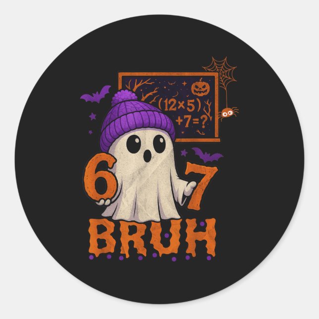 Adesivo 67 Professor Fantasma de Halloween Seis Sete Meme  (Frente)