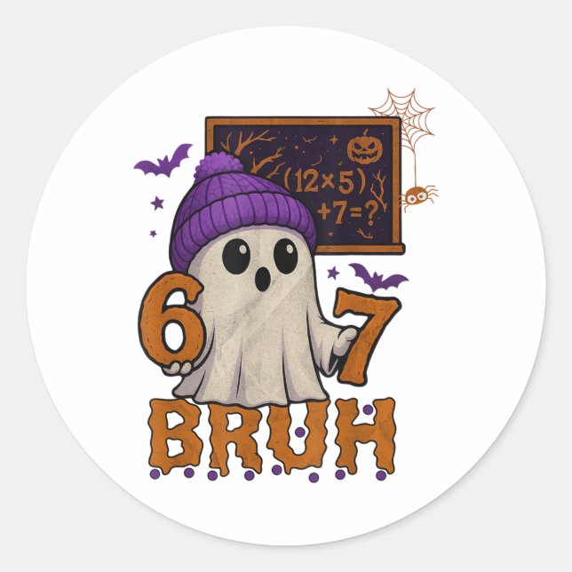 Adesivo 67 Professor Fantasma de Halloween Seis Sete Meme  (Frente)