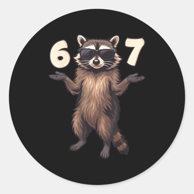 Adesivo 67 Raccoon 6-7 Hands Se Funny Gen Alpha Kids Teens (Frente)