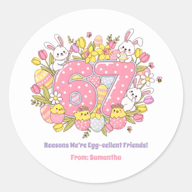Adesivo 67 Reasons We’re Egg-cellent Friends! Easter (Frente)