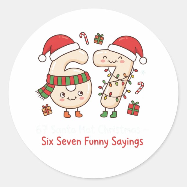Adesivo 67 Santa Hat Christmas Six Seven Funny Sayings (Frente)