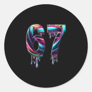 Adesivo 67 Seis Sete 6 7 Design de Meme Engraçado 6 7