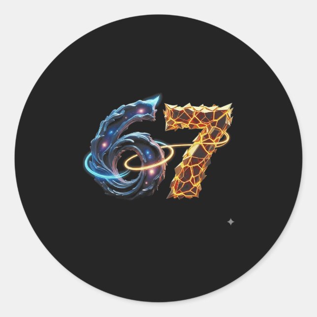 Adesivo 67 Seis Sete 6 7 Design de Meme Engraçado 6 7 4  (Frente)