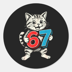Adesivo 67 Seis Sete 6 7 Gato Engraçado