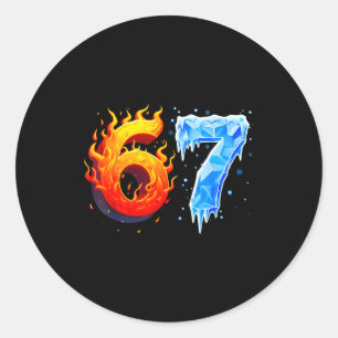 Adesivo 67 Seis Sete 6-7 Gelo Flamejante Divertido Cérebro