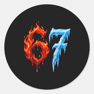 Adesivo 67 Seis Sete 6-7 Gelo Flamejante Divertido Meme Cr