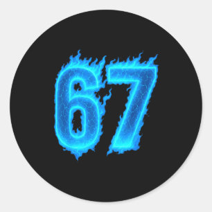 Adesivo 67 Seis Sete Chama Azul Colorido Legal Engraçado 6