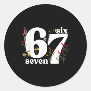 Adesivo 67 Seis Sete Floral Estético Número Divertido Seis