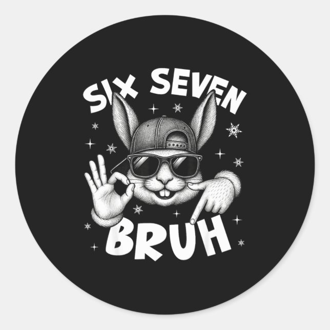 Adesivo 67 Six Seven Bruh Cute Bunny Face With Sungles Eas (Frente)