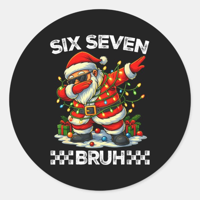 Adesivo 67 Six Seven Bruh Funny Christmas Dabbing Santa 6  (Frente)