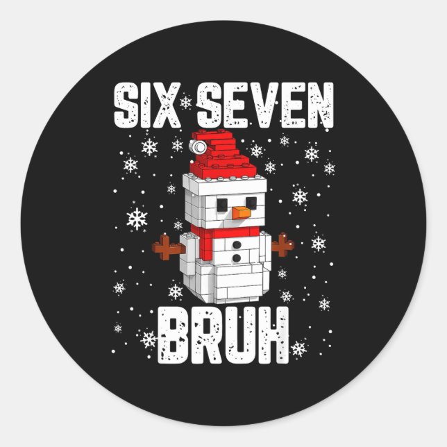 Adesivo 67 Six Seven Bruh Snowman Building Blocks Christma (Frente)