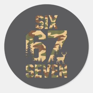 Adesivo 67 Six Seven Camo Cervo Veado Meme Engraçado Caça